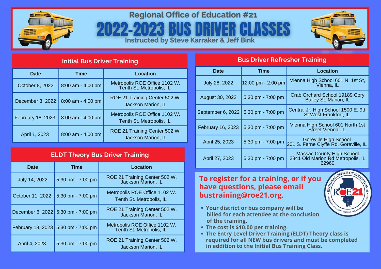 Bus Driver Class Information 2022-23