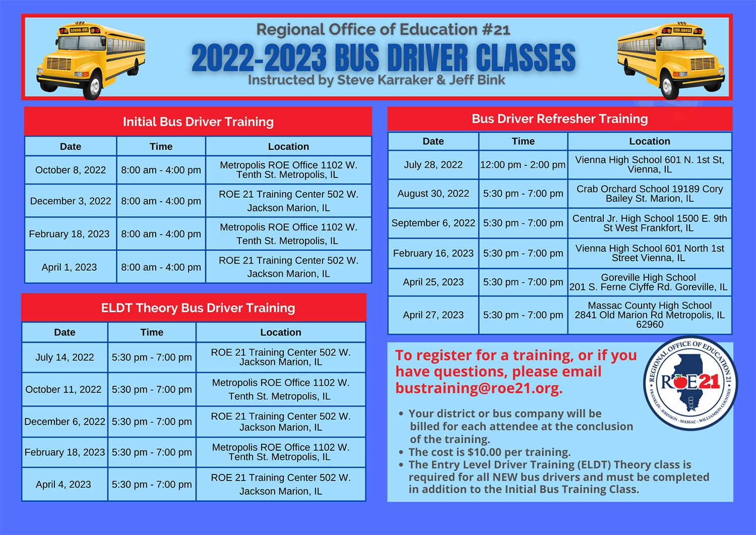 Bus Driver Class Information 2022-23