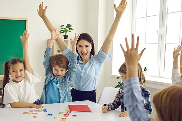 Happy Teacher and Kids