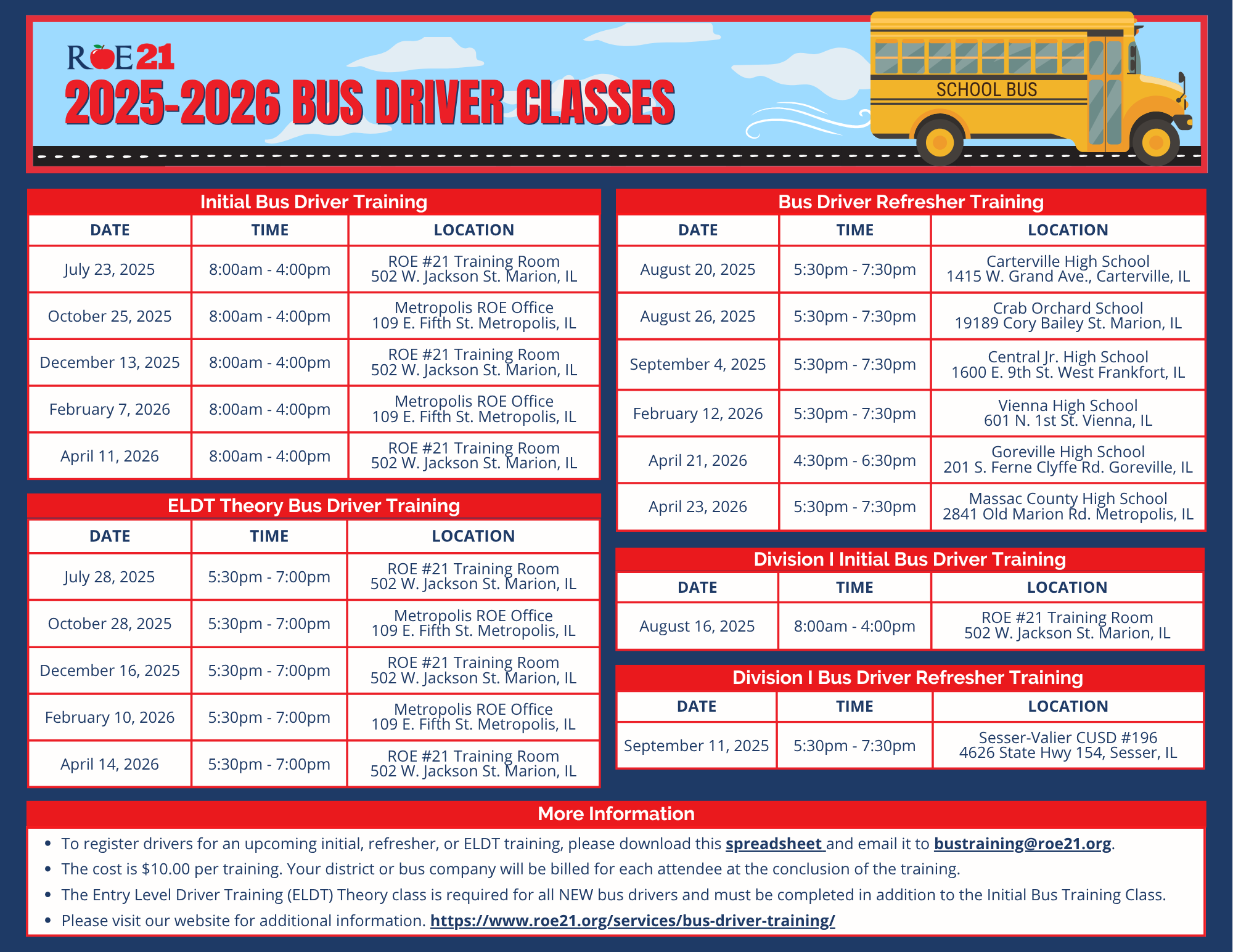 Bus Driver Class Information 25-26